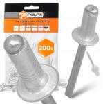 Polax 200x Törhető szegecsek 4, 8x14 mm Alumínium horganyzott Strapabíró Erős 9T szegecs (37-018(X4))