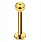 BIZU Fülbevaló Labret Piercing Acél Ch. 316L Arany 1, 2 mm x 6 mm golyó 3 mm Piercing (LS001Z/D6/3)