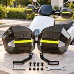 FIXATO Set 2 x Aparatori Maini Universale pentru Motocicleta, Scuter, ATV, Quad Buggy, FIXATO, Protectii Ghidon cu Insertii Reflectorizante, Handguard-uri pentru Protectie Vant, Frig si Intemperii, Negru (pr