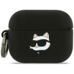 Karl Lagerfeld Silicone Choupette's Head 3D Karl Lagerfeld for Apple AirPods Pro 3, carcasă din silicon cu clemă, Negru
