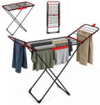 ModernHome Ruhaszárító, ModernHome BJ-ATT18-7, fekete, 176 x 40 x 112 cm, 18 m szárítófelület, max. 13 kg terhelhetőség, porszórt acél, összecsukható, két lehajtható szárnnyal, akasztókkal, csúszásgátló lábvégek