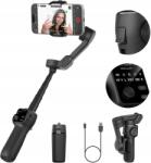 Aochuan 3 tengelyes Gimbal, Aochuan, Smart V8, fekete, telefonokhoz, 3 tengelyes stabilizálás, beépített kihúzható bot, 0, 96" OLED kijelző, akár 8 órás üzemidő, mini állvány, anyag: alumínium, súly 366 g, tá