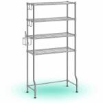 Timebox Raft depozitare baie Timebox 4 niveluri, Suprapunere peste masina de spalat sau vasul WC, Etajera metalica ajustabila, 4 carlige, Suport hartie igienica, 30x83x176 cm, Otel, Capacitate 11, 3 kg pe niv