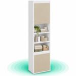 Timebox Dulap baie Timebox inalt, 7 compartimente, 3 rafturi reglabile, 2 usi reversibile, Montaj pe podea sau perete, 40x30x160 cm, Placi aglomerate PAL, Spatiu de depozitare inchis si deschis, Usor de curat