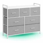 Timebox Comoda Timebox cu 7 sertare din stofa, Dimensiuni 28.5x98x85 cm, Cadru metalic, Organizator haine, Dulap depozitare dormitor, Dressing, Living, Dulap TV, Kit anti-inclinare, Picioare reglabile, Gri si Comoda