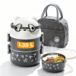 Timebox Caserola Pranz Copii Dubla, 550ml, 800ml, Gustari si Fructe, Gri Timebox (GS-791-GRI)