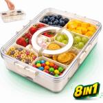 Timebox Cutie Pranz Alimentara 8 Compartimente Timebox, Etansa 800-1000Ml, Capac Sigur, Bej (GS-777)