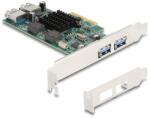 Delock PCI Express x4 kártya - 2 x külső USB 5 Gbps A-típusú és 2 x belső USB 5 Gbps A-típusú kettős csatorna - alacsony profilú formatényező (90282) (DLCK-90282)