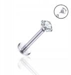 BIZU Piercing Fülbevaló, Helix Titán Labret Piercing cirkóniával 1, 2/10/2, 5 Steril (LT002/D6/2,5)