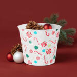 @home - xmas Fém kaspó cukorbot mintával 13 x 11 cm (59733C)