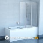 RAVAK VS3 115 háromelemes, harmonika rendszerű kádparaván, fehér kerettel - rain műanyag (795S010041) (795S010041)