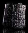 Tel1 Special Croco álló kihúzhatós bőrtok Samsung S6500 Galaxy mini 2 méretű fekete**