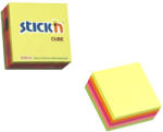 STICK'N Cub notite autoadeziv 50x50 mm, 250 file neon, STICK'N
