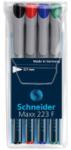 Schneider Universal non-permanent marker SCHNEIDER Maxx 223 F, varf 0.7mm, 4 culori/set - (N, R, A, V) (S-112394)