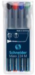 Schneider Universal permanent marker SCHNEIDER Maxx 224 M, varf 1mm, 4 culori/set - (N, R, A, V) (S-1208) - viamond