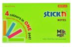 STICK'N Notes autoadeziv 76x127 mm, 100 file, 4 culori neon Magic STICK'N