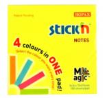STICK'N Notes autoadeziv 76x76 mm, 100 file, 4 culori neon Magic STICK'N