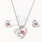 Fashion Szivecskés ékszer szett pink