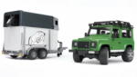 BRUDER Land Rover Defender lószállító trailerrrel (02592)