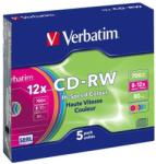 Verbatim CD-RW color Verbatim 5 bucati, 12x, 700MB (43167) - pcone