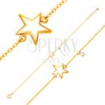 Ekszer Eshop 585 arany karkötő - fehér fénymázas csillag, cirkónia átlátszó színben