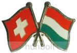  Kitűző, páros zászló Svájc-Magyar jelvény 26x15 mm