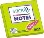 STICKN Notes autoadeziv 76 x 76 mm, 100 file, Stickn - verde neon (HO-21167)