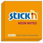 STICKN Notes autoadeziv 76 x 76 mm, 100 file, Stickn - portocaliu neon (HO-21164)