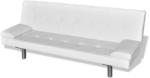 vidaXL Canapea extensibilă 2 perne, piele artificială, reglabil, crem (241723) Canapea