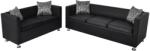 vidaXL Set canapele 3 locuri și 2 locuri, negru, piele artificială (272178) Canapea