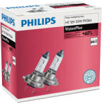 Philips Set 2 becuri auto halogen pentru far Philips VisionPlus+60% H7 55W 12V
