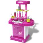 vidaXL Bucătărie de jucărie pentru copii cu lumini și efecte sonore, Roz (80107) - vidaxl Bucatarie copii