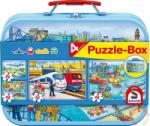 Schmidt Spiele Verkehrsmittel Puzzle-Box 2x26+2x48 db-os puzzle fém bőröndben (56508)
