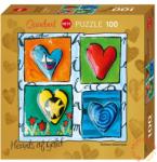 Heye Quadrat puzzle - Hearts of Golds - 4 Times 100 db-os (29763)