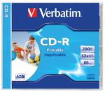 Verbatim CD-R lemez, nyomtatható, matt, ID, AZO, 700MB, 52x, normál tok, VERBATIM 43325 (CDV7052N)