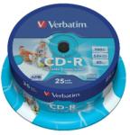 Verbatim CD-R lemez, nyomtatható, matt, ID, AZO, 700MB, 52x, hengeren, VERBATIM 43439 (25db/csom) (CDV7052B25N)