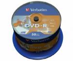 Verbatim DVD-R lemez, nyomtatható, matt, no-ID, 4, 7GB, 16x, hengeren, VERBATIM 43744/43533 (50db/csom) (DVDV-16B50PP)