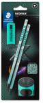 STAEDTLER Grafitceruza készlet, hegyezővel, radírral, HB, STAEDTLER "Norix® 181", franciazöld (TS181SBK23) - webpapir
