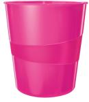 LEITZ Papírkosár, 15 liter, LEITZ Wow, metál rózsaszín (E52781023)