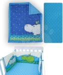 toTs Garnitură de pat bebe Joy toTs-smarTrike hipopotam pătură, cearşaf şi protector de cap 100% bumbac satinat albastru (TO240112) Lenjerii de pat bebelusi‎, patura bebelusi