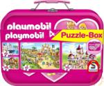 Schmidt Spiele Pink Playmobil Puzzle-Box 2x60+2x100 db-os puzzle fém bőröndben (56498)