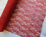  glitteres csipke dekoranyag piros (48 cm x 5 yard)