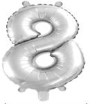  8. szám fólia lufi (35 cm), ezüst