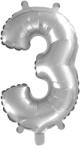  3. szám fólia lufi (35 cm), ezüst