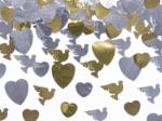  szív-galamb konfetti arany, ezüst (14 gr)