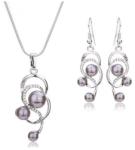  Nyalánc és fülbevaló, szürke gyöngyökkel strasszokkal díszítve. 00085ec