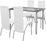 vidaXL Set masă cu scaune, 5 piese, Alb (242913) - vidaxl