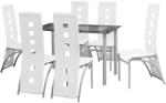 vidaXL Set masă și scaune de bucătărie, 7 piese, alb (242911)
