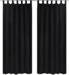 vidaXL Draperii micro-satin cu bride, 2 buc, 140 x 175 cm, negru (130353)