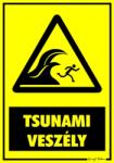 Tsunami veszély figyelmeztető tábla matrica